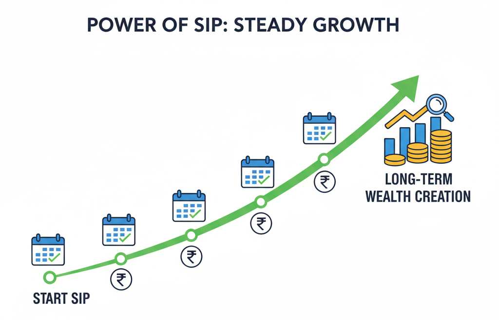 SIP investing showing long-term growth over time