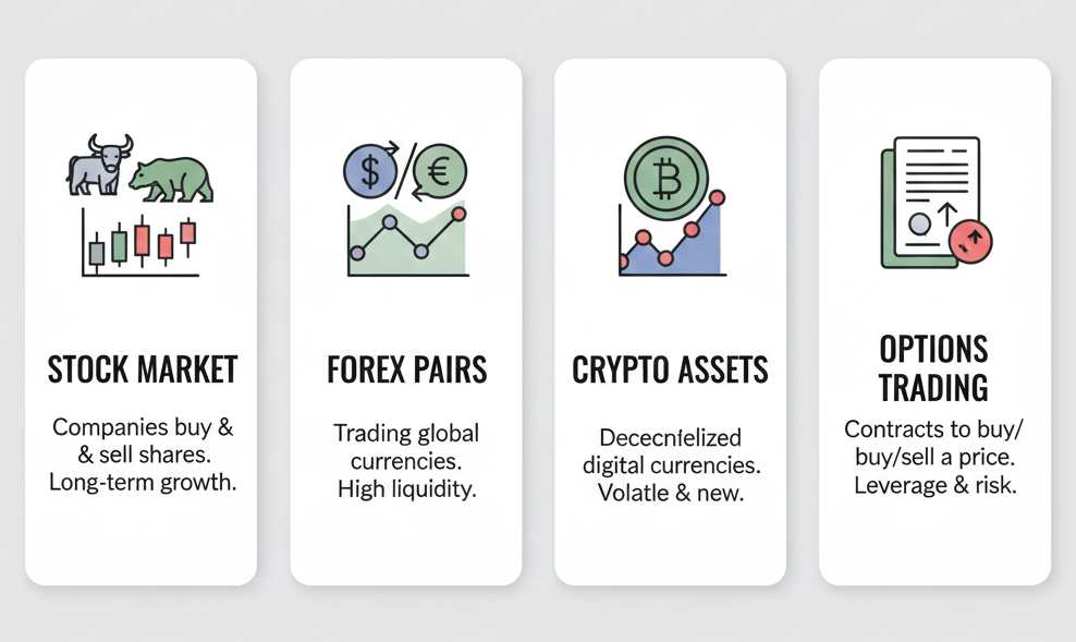 Different markets used in trading